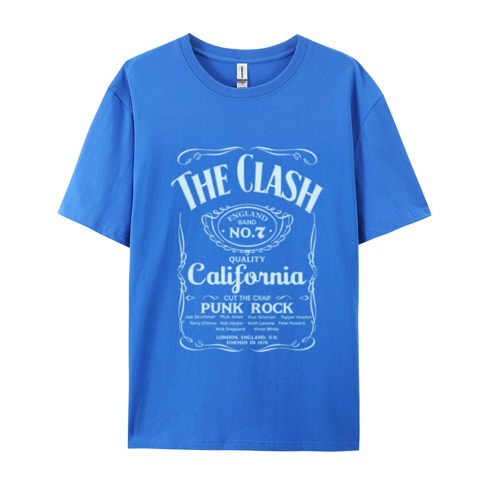 Mens Vintage The Clash Rock Band Print Cotton Short Sleeve Casual T-shirt