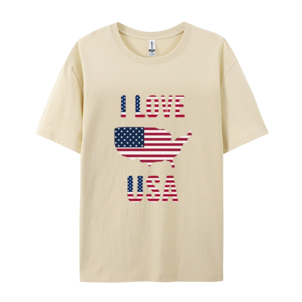 I LOVE USA Mens Flag Print Tee