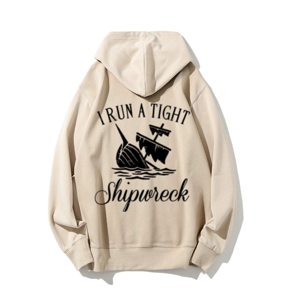 I Run A Tight Funny Letter Graphic Pullover With Kangaroo Pocket Hoodies