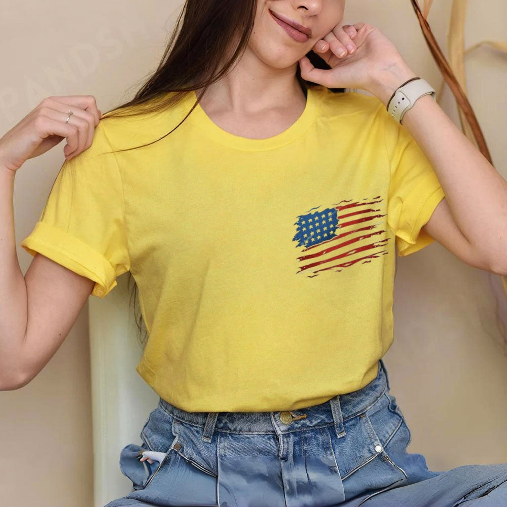 Women Flag Independence Day Stars Stripes Graphic T-shirt