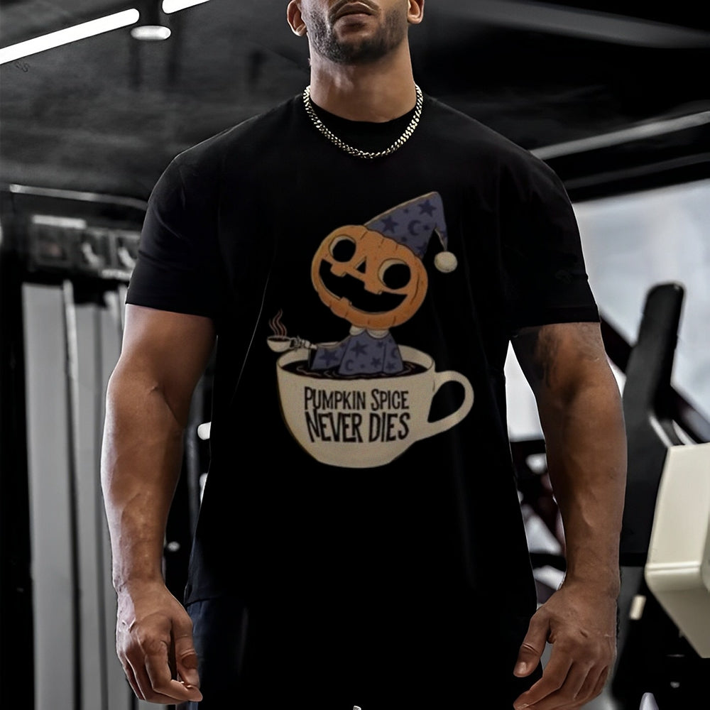 Mens Pumpkin Spice Never Dies Graphic Tee