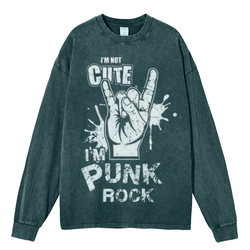 Oversized Vintage Washed I AM PUNK ROCK Graphic Sweatshirt