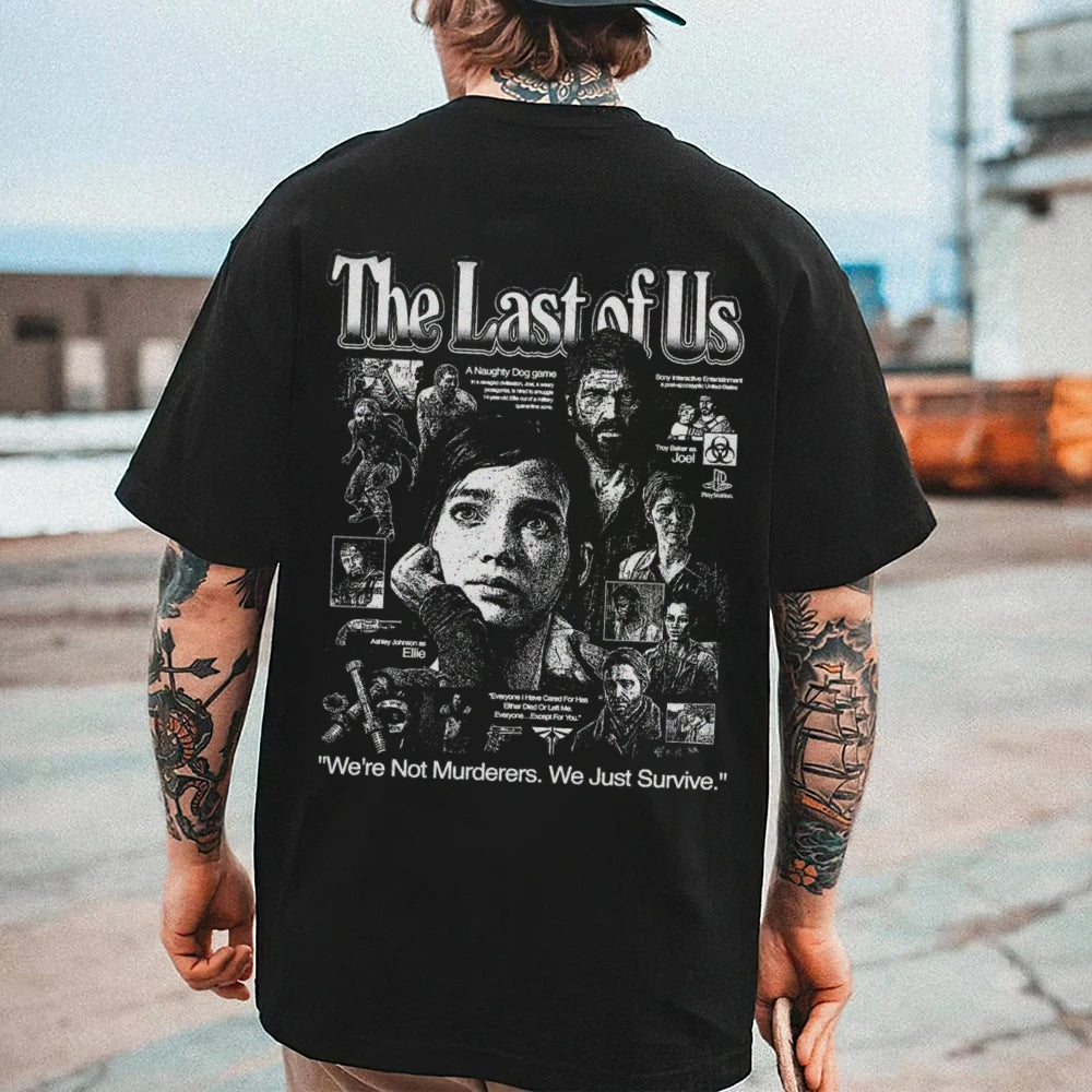 Mens Vintage The Last Of Us Darkness Style Print Graphic Tee