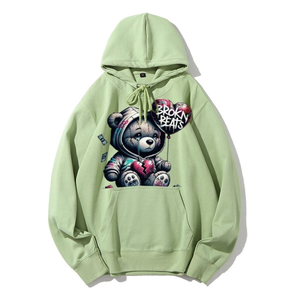 Women Cute Broken Bear Graphic Hoodies