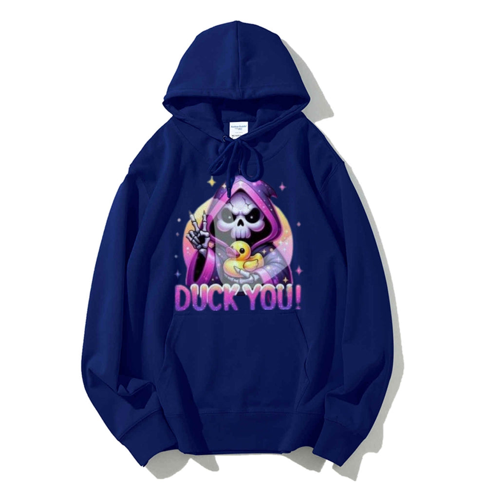 Women Cute Duck with Skull Graphic Hoodies