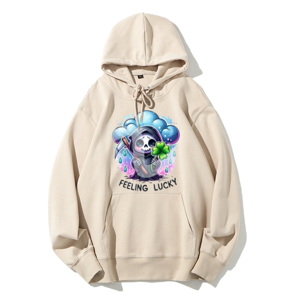 Women Cute Feeling Lucky Skeleton Graphic Hoodies