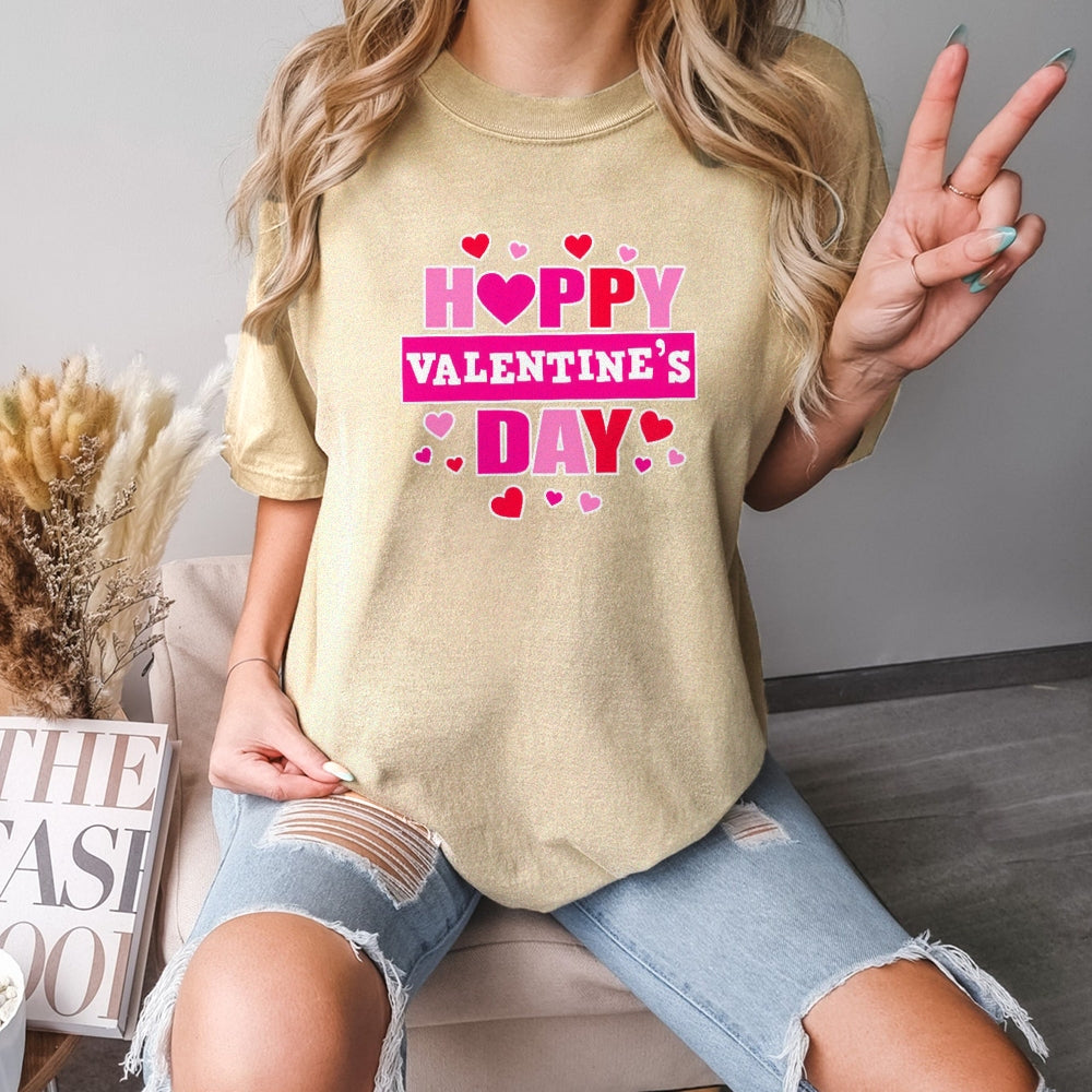 Women Happy Valentine's Day Print Graphic T-shirt