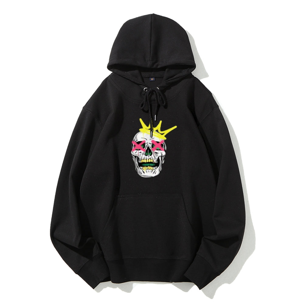 Mens Ruby Tooth King Skull Graphic Hoodies