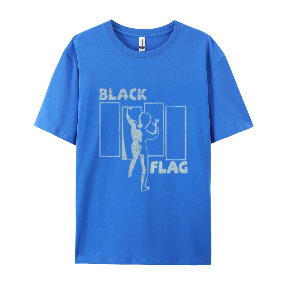 Mens Vintage The Black Flag Rock Band Print Cotton Short Sleeve Casual Graphic T-shirt