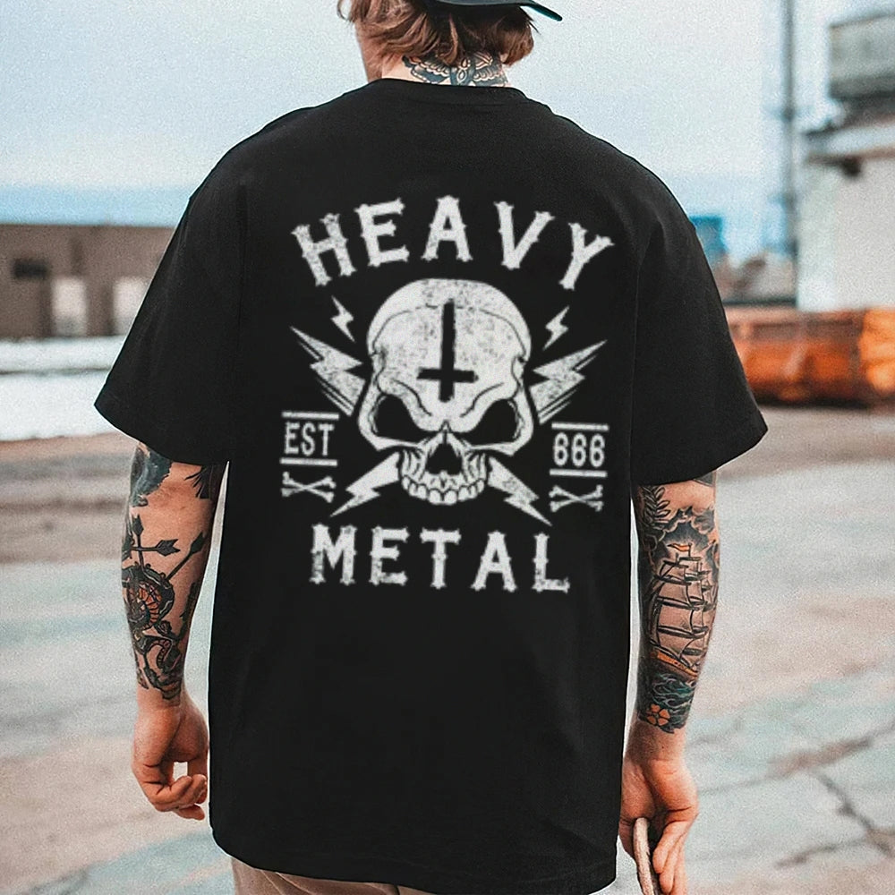 Mens Heavy Metal Skull Graphic Tee