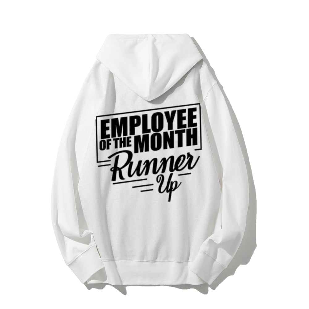 Employee Of The Month Funny Letter Graphic Pullover With Kangaroo Pocket Hoodies