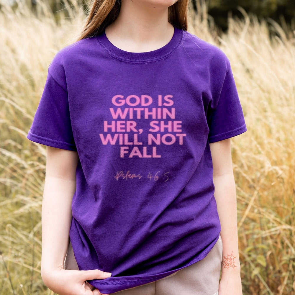 Women God Is Within Her She Will Not Fall Print Graphic T-shirt