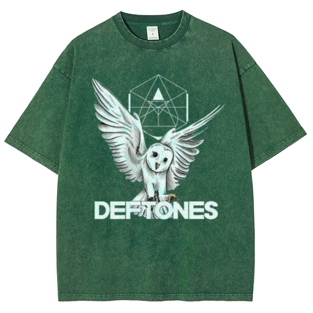 Unisex Vintage The Deftones Rock Band Print Short Sleeve Casual Graphic Washed T-shirt