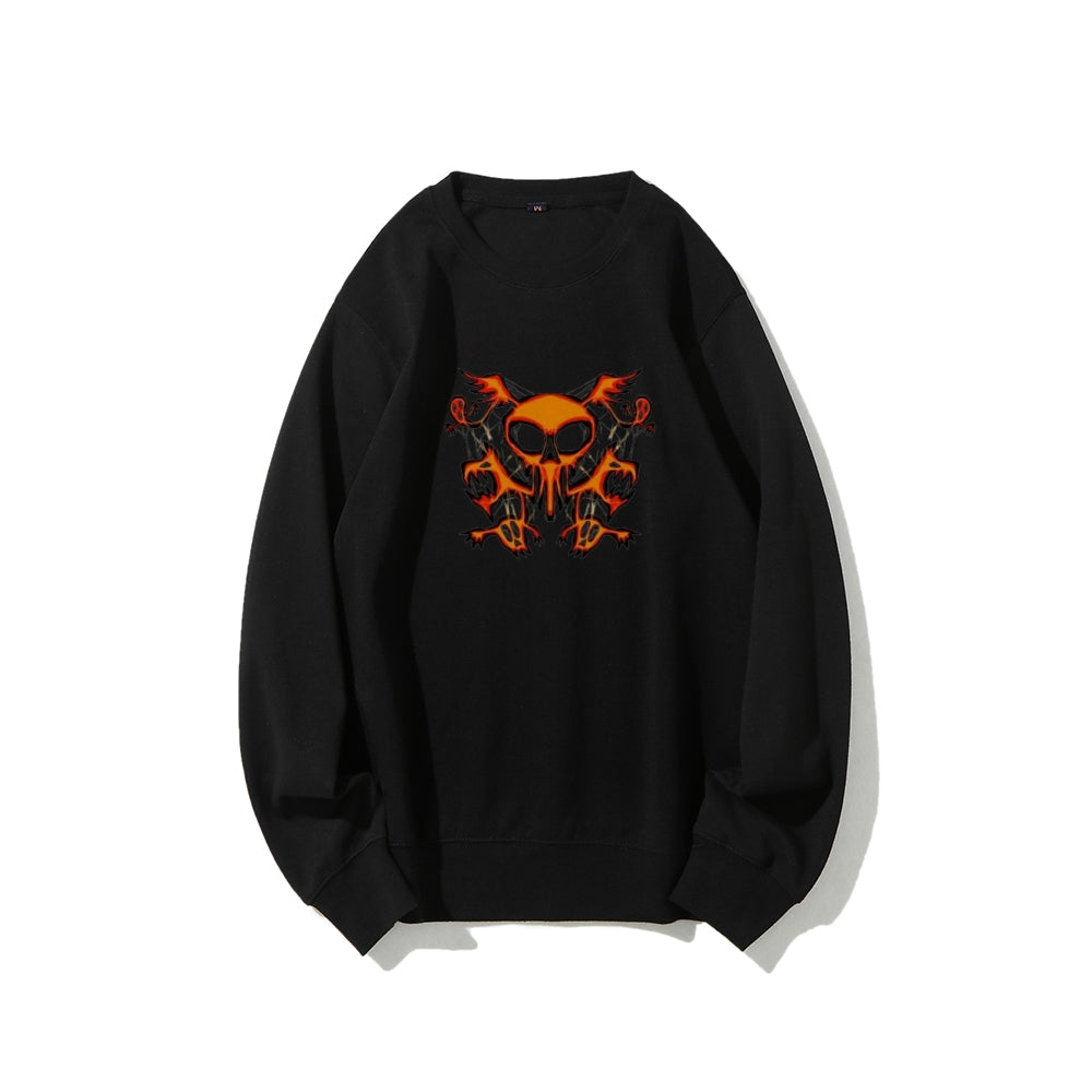 Mens Halloween Skeleton Fire Graphic Sweatshirts