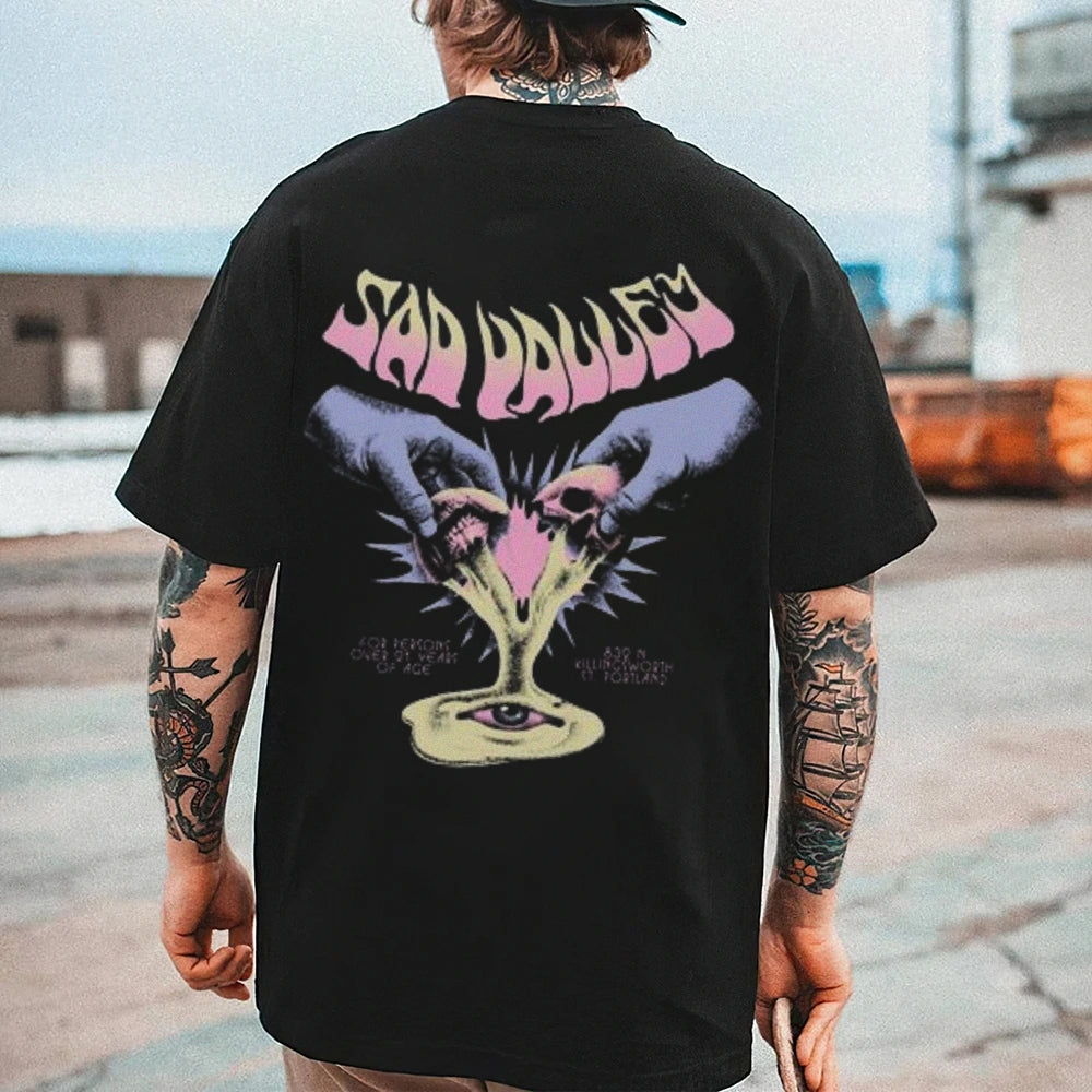 Mens Vintage Bad Drip Darkness Style Print Graphic Tee