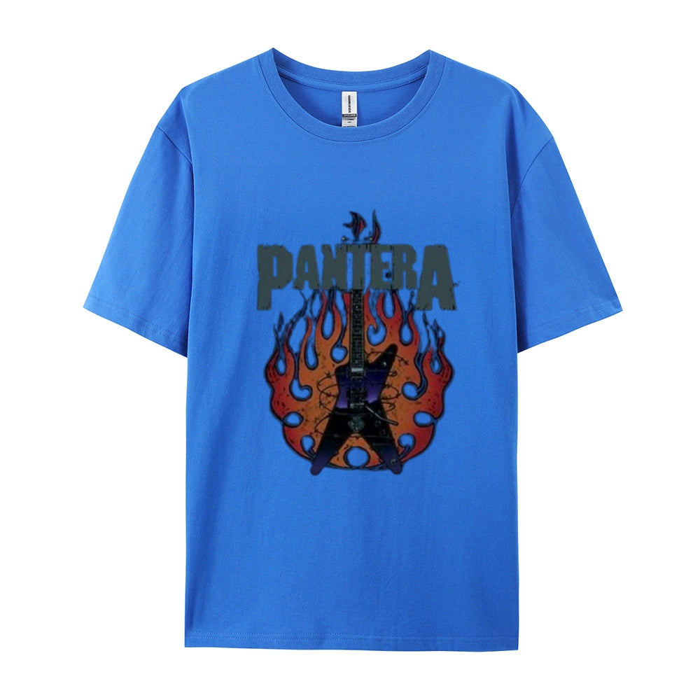 Mens Vintage The Pantera Rock Band Print Cotton Short Sleeve Casual Graphic T-shirt