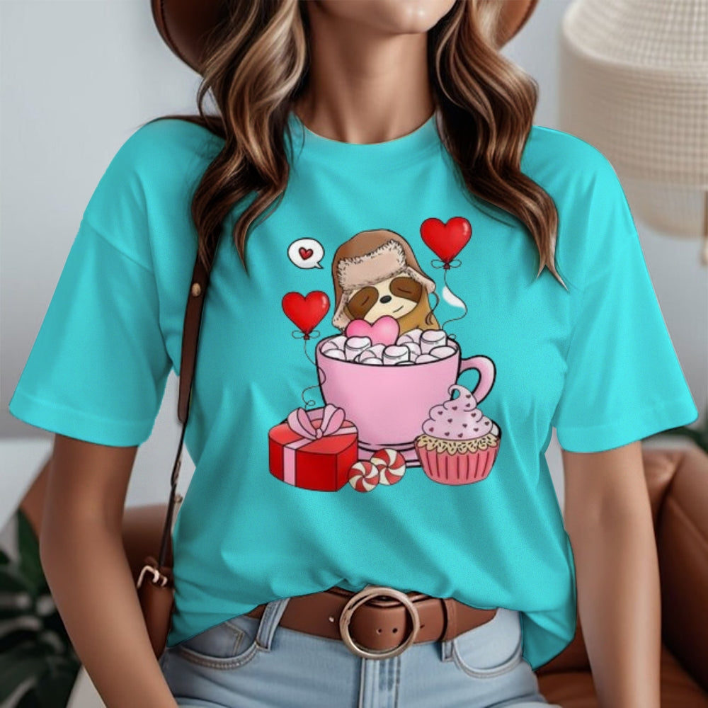 Women Happy Valentine's Day Print Graphic T-shirt