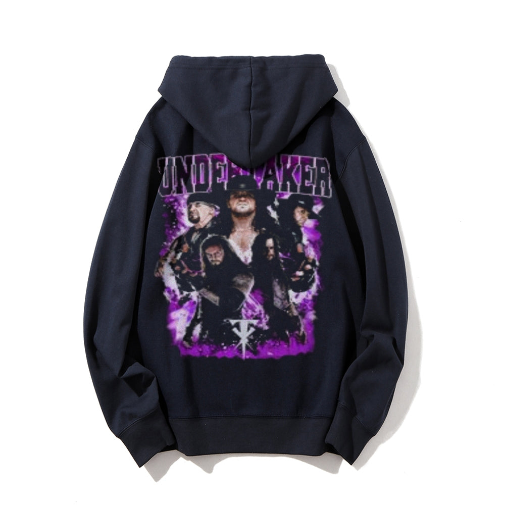 Mens Vintage Undertaker Darkness Style Print Graphic Pullover With Kangaroo Pocket Hoodies