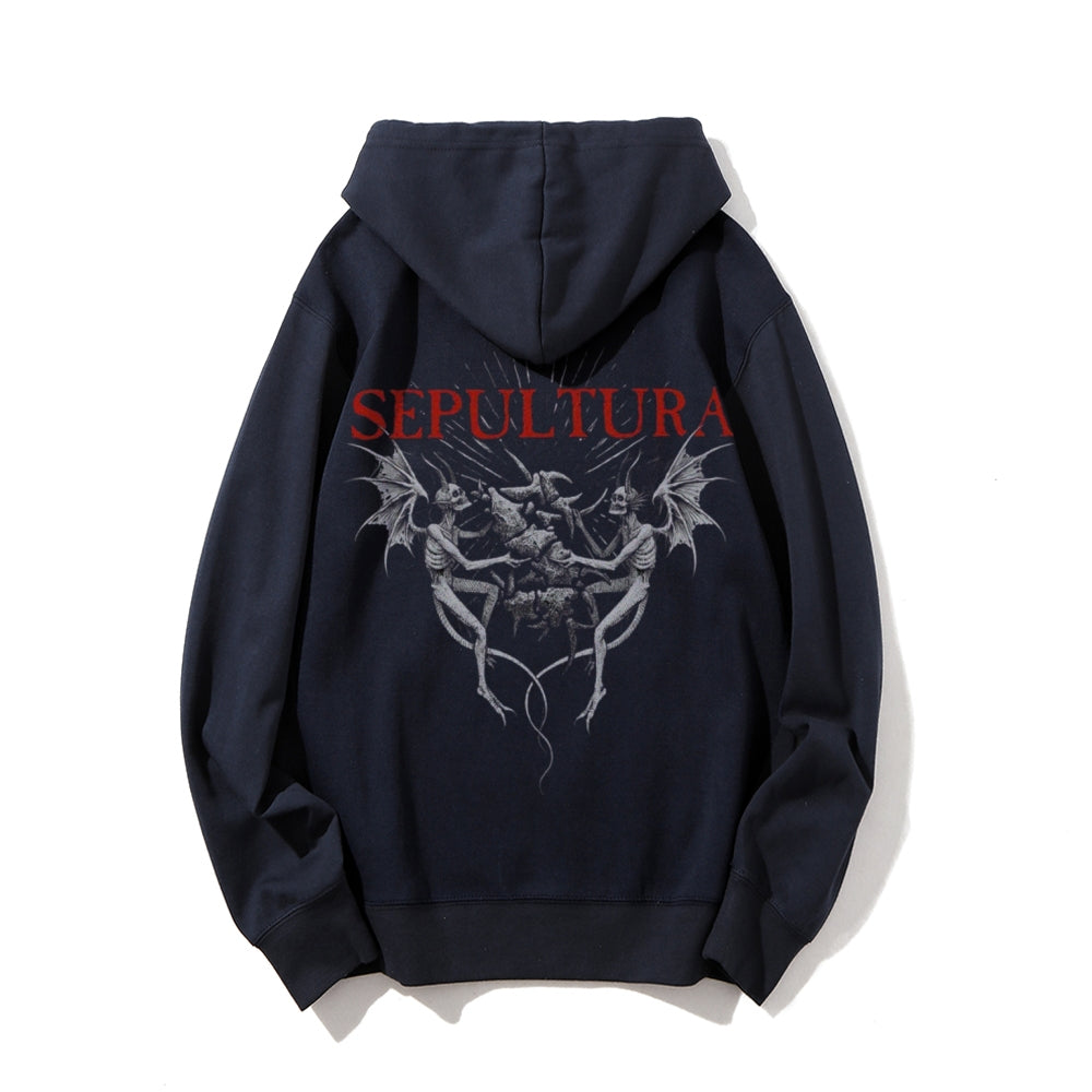 Mens Sepultura Skull Graphic Hoodies