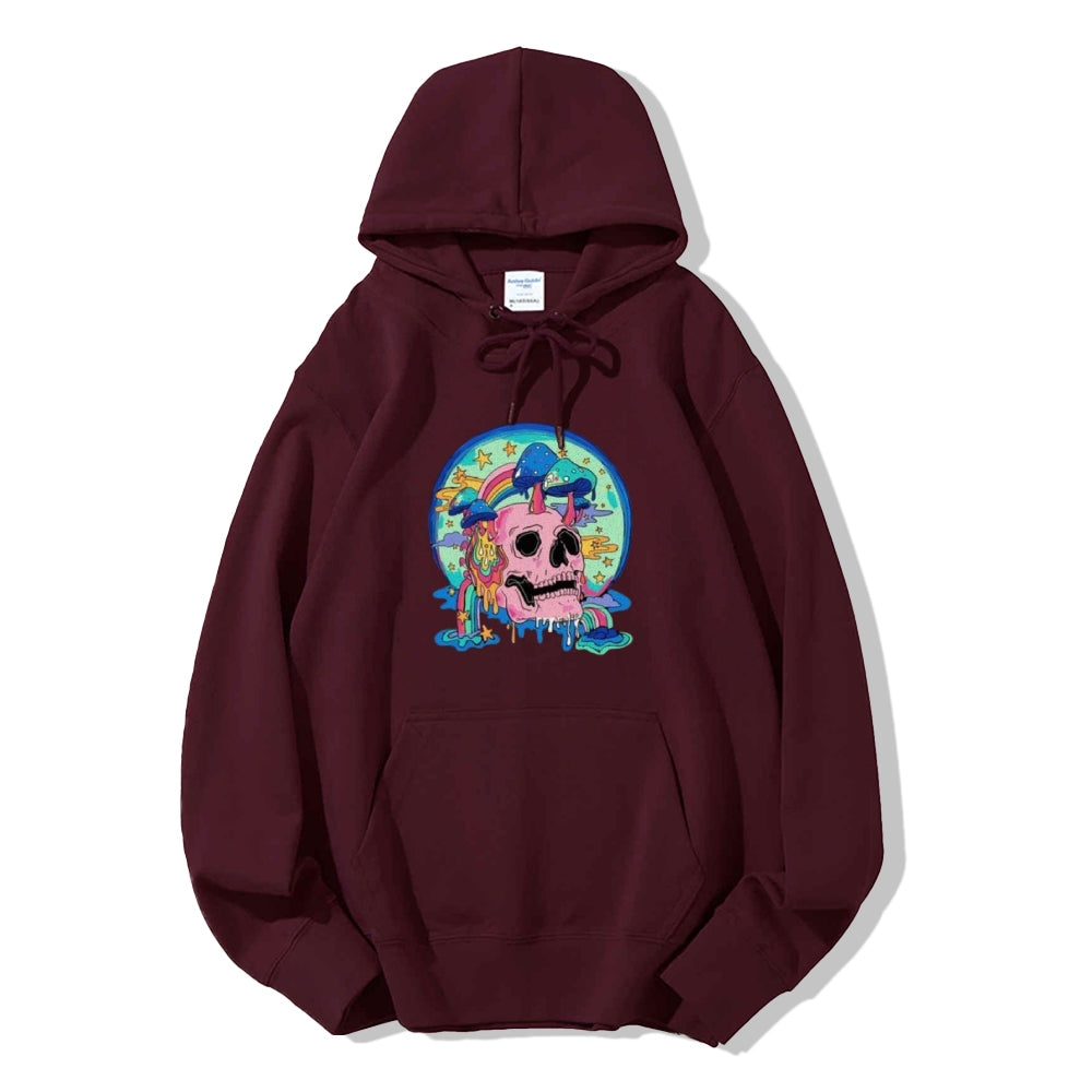 Mens Skull with Magic Mushroom Graphic Hoodies