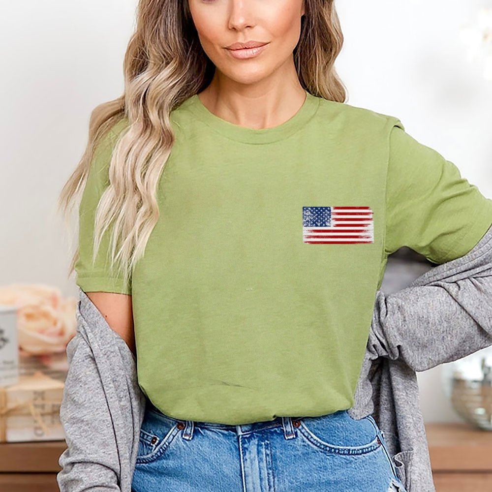 Women American Flag Print T-shirt