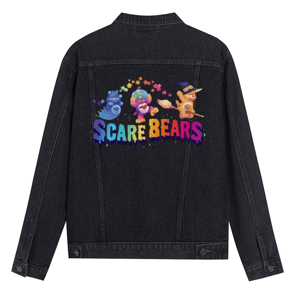 Mens Vintage Scarebear Graphic Denim Jacket