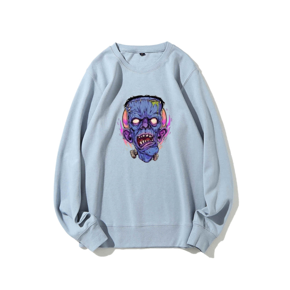 Mens Halloween Zombie Heads Graphic Sweatshirts