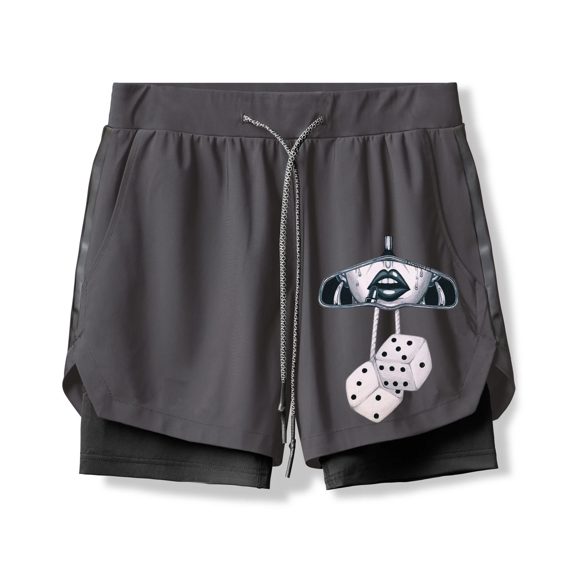 Dice Print 2 In 1 Gym Shorts for Men