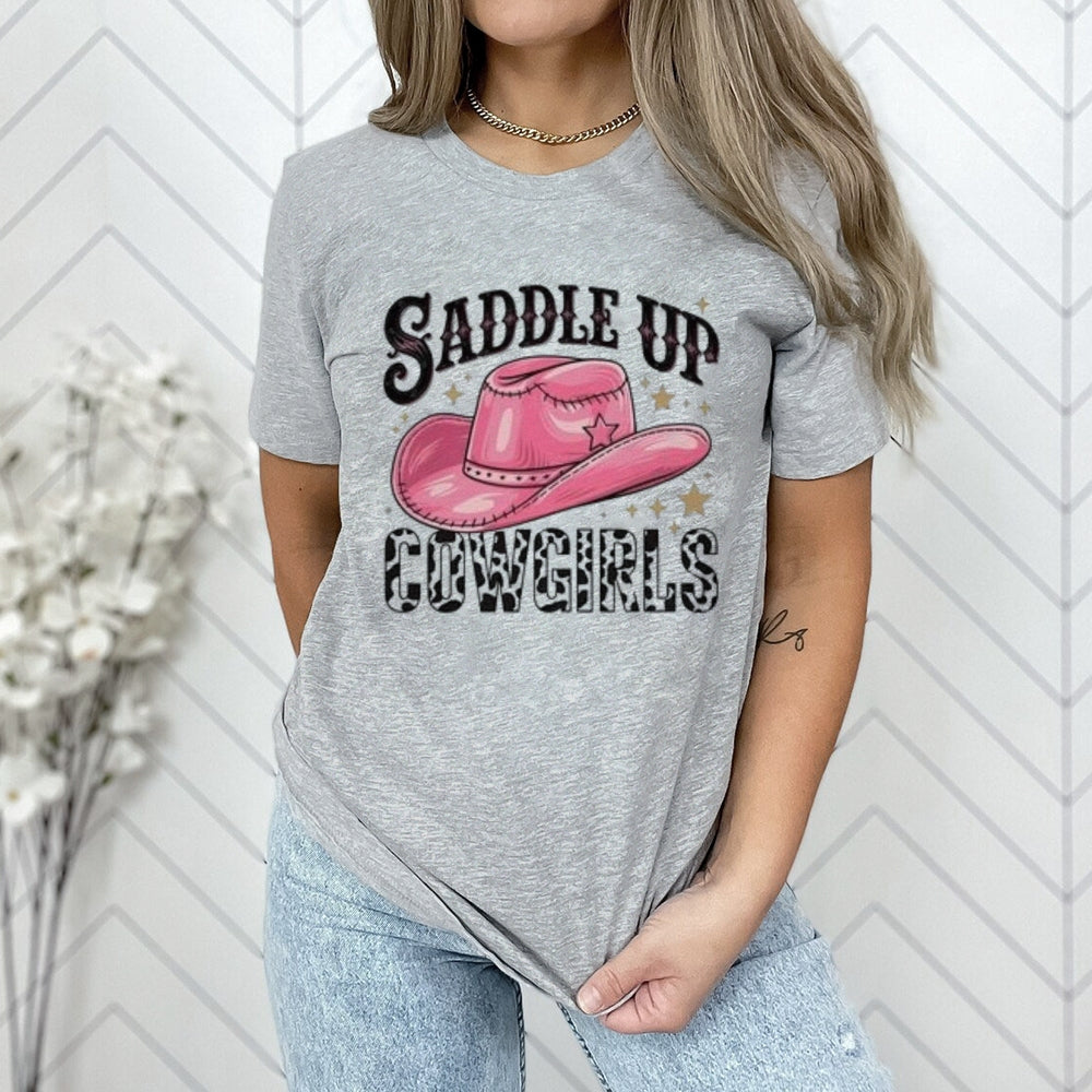 Women  Saddle Up Cowgirls Print Graphic T-shirt