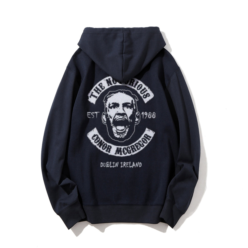 Mens Vintage The Notorious Conor Mcgrecor Print Graphic Pullover With Kangaroo Pocket Hoodies