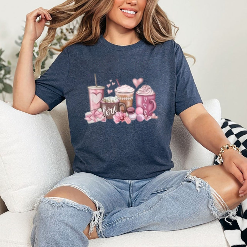 Women Coffee Is My Valentine's Day Print Graphic T-shirt