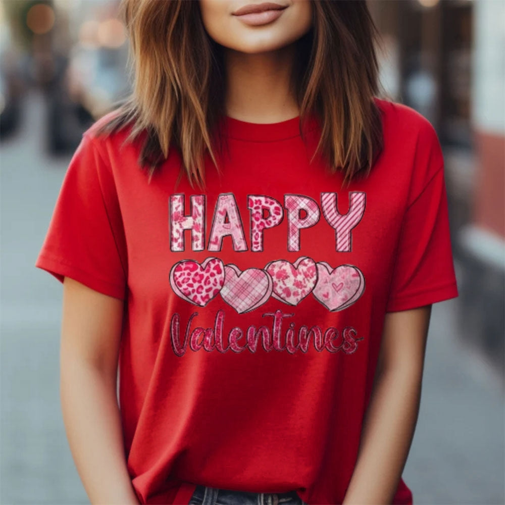 Women Happy Valentine's Day Print Graphic T-shirt