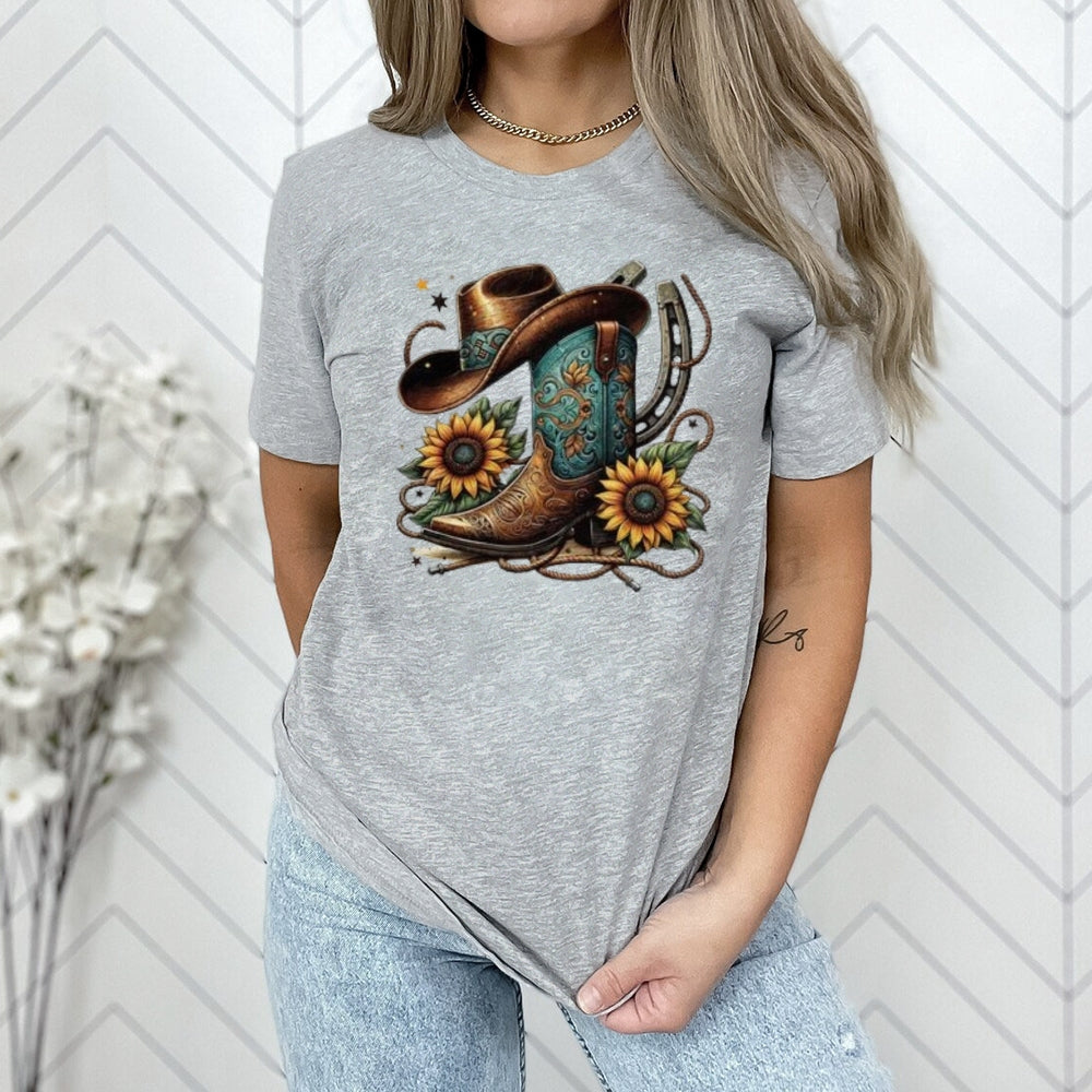 Women Western Cowboy Style Print Graphic T-shirt