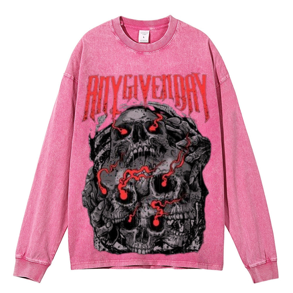 Oversized Vintage Washed Gothic Grunge Graphic Sweatshirt