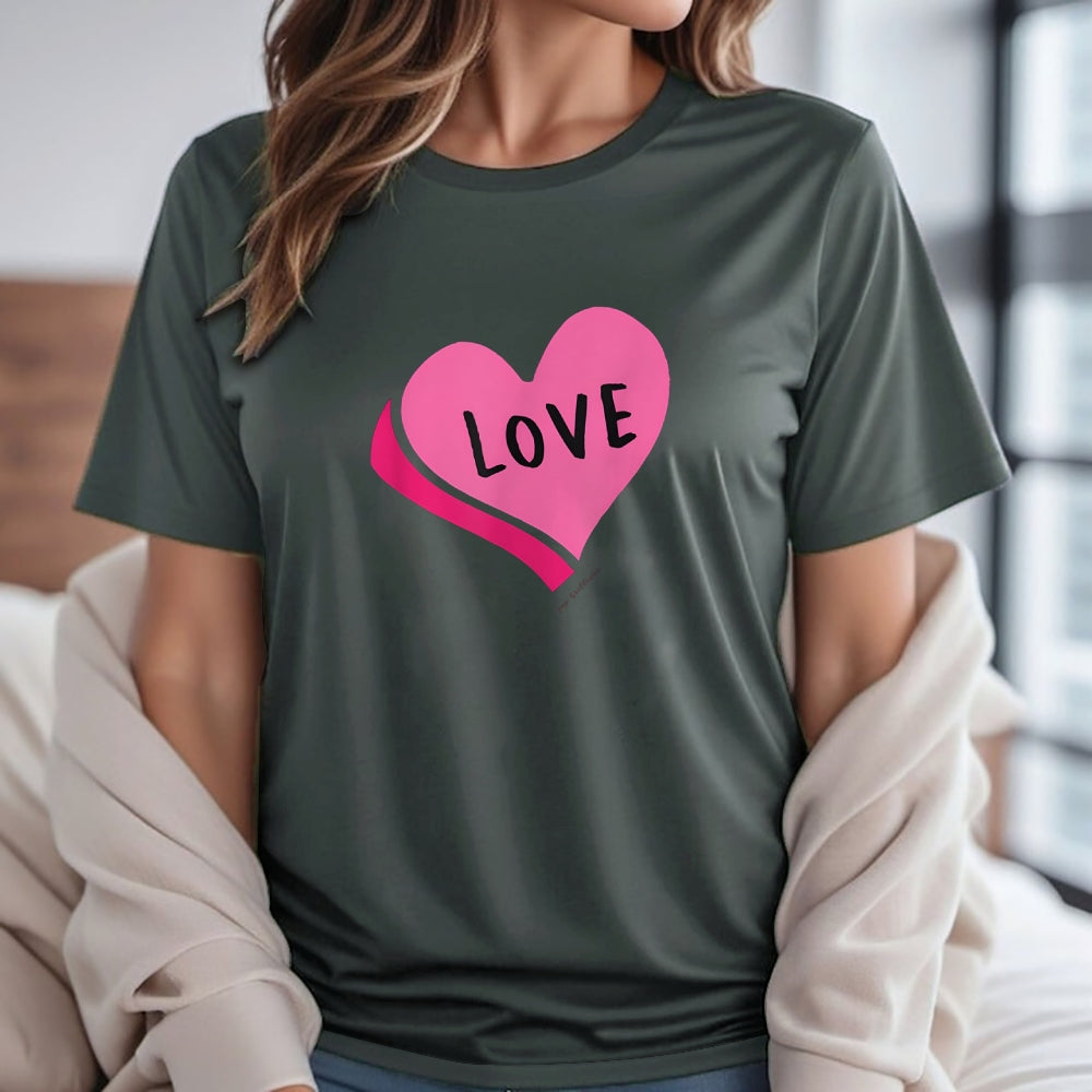 Women Valentine's Day Love Heart Print Graphic T-shirt