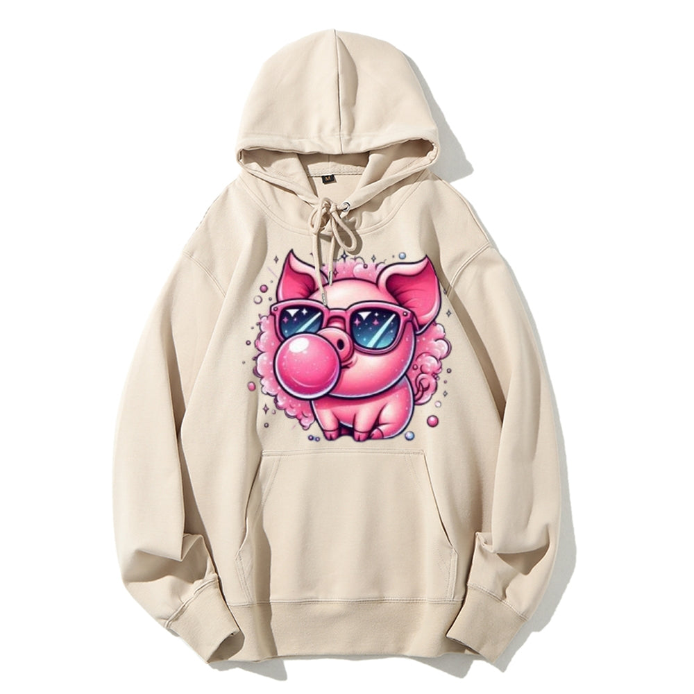 Women Cute Pink Pig Graphic Hoodies