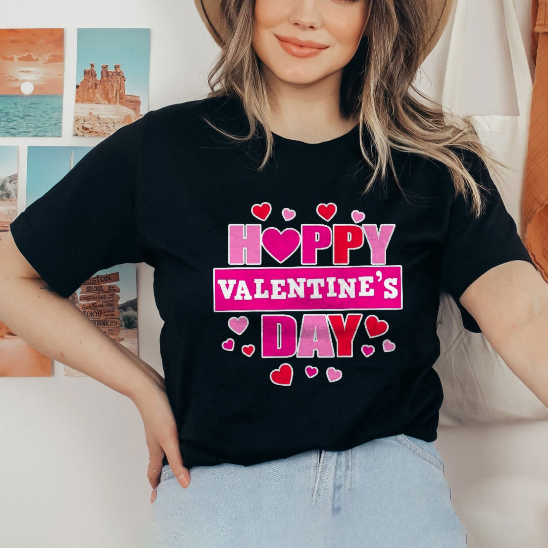 Women Happy Valentine's Day Print Graphic T-shirt