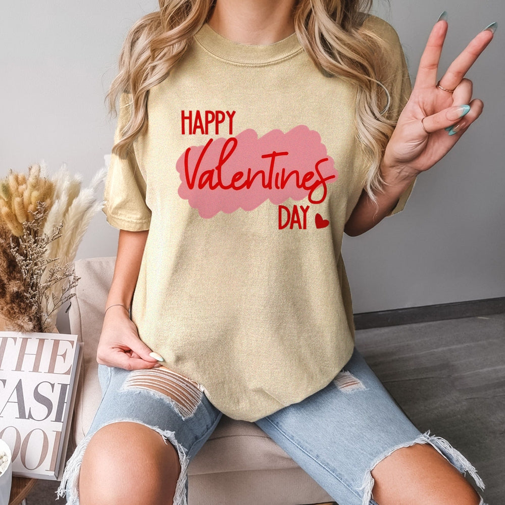 Women Happy Valentine's Day Print Graphic T-shirt