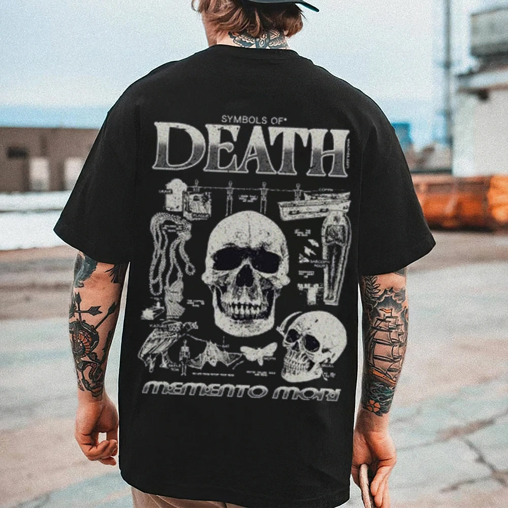 Mens Vintage Death Darkness Style Print Graphic Tee