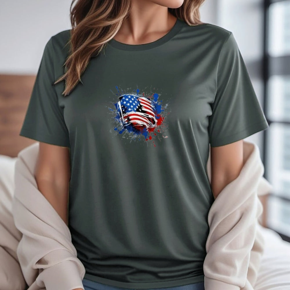 Women Flag Independence Day Stars Stripes T-shirt