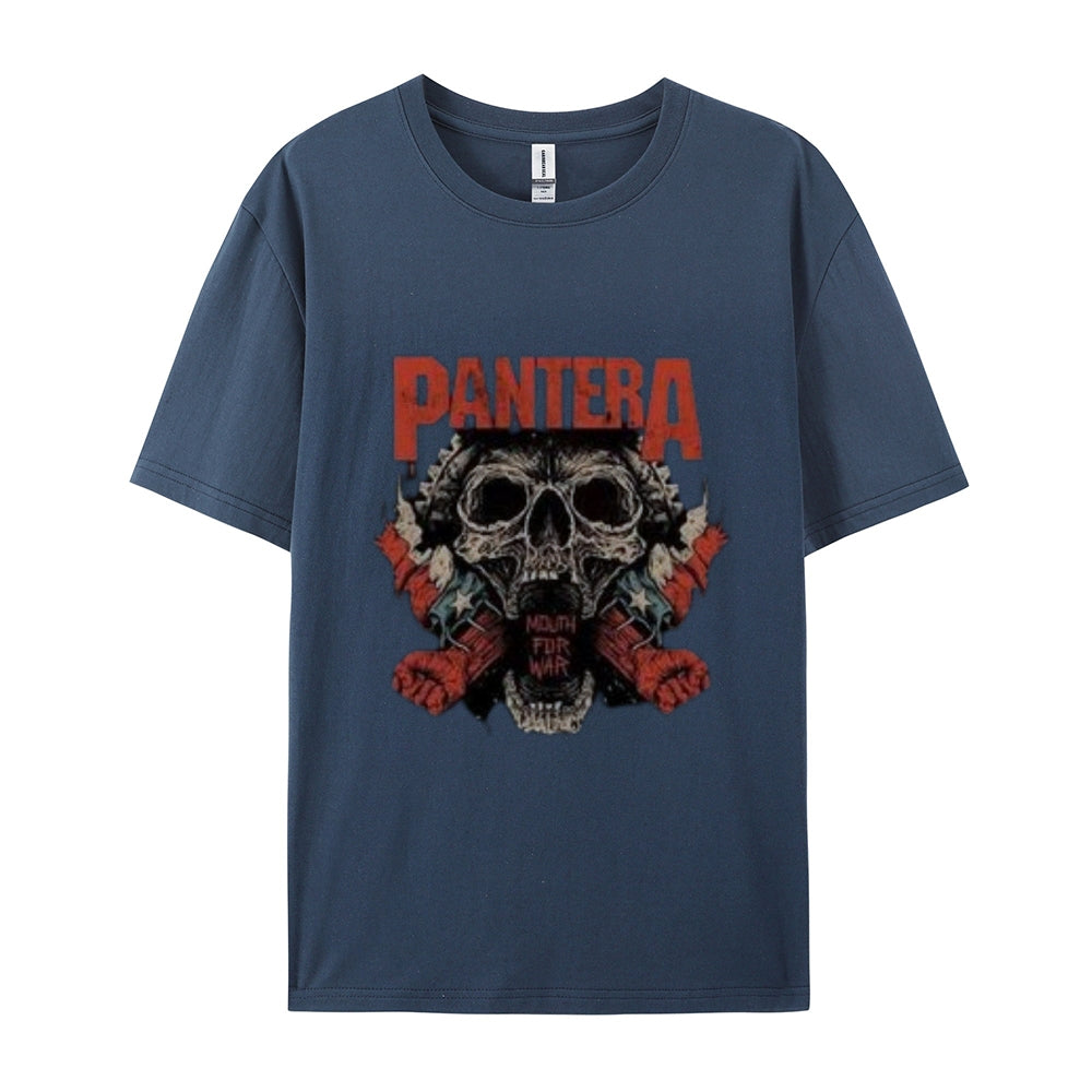 Mens Vintage The Pantera Rock Band Print Cotton Short Sleeve Casual Graphic T-shirt