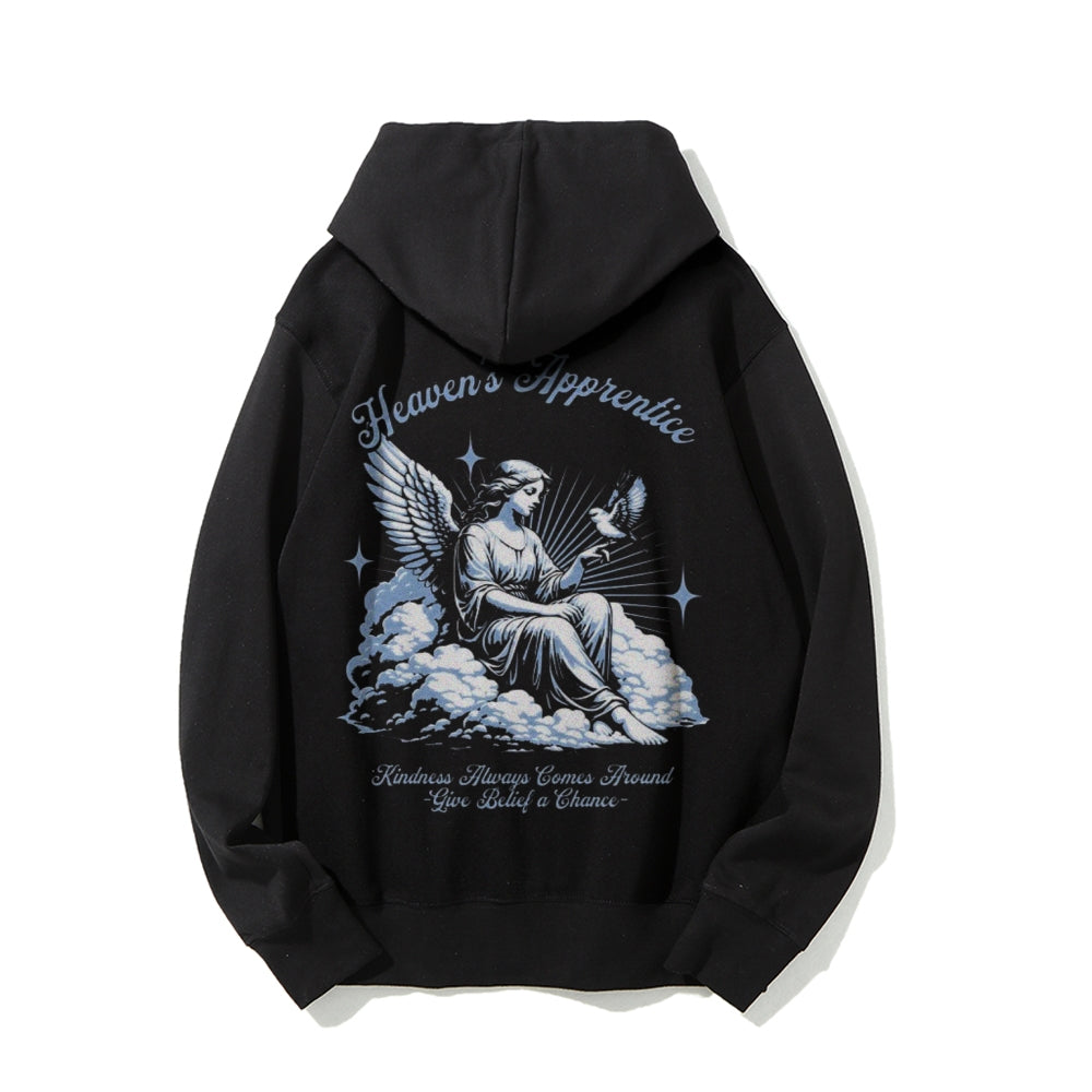 Mens Vintage Heaven's Appentice Darkness Style Print Graphic Pullover With Kangaroo Pocket Hoodies