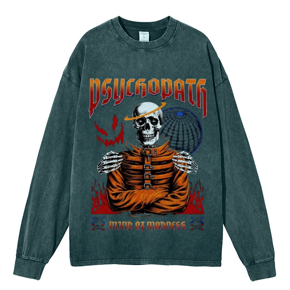 Oversized Vintage Washed MIND OF MADNESS Skull Graphic Sweatshirt