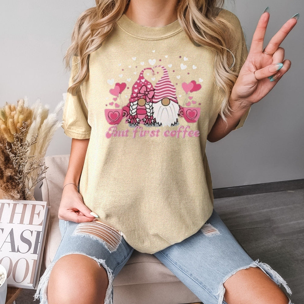 Women Coffee Is My Valentine's Day Print Graphic T-shirt