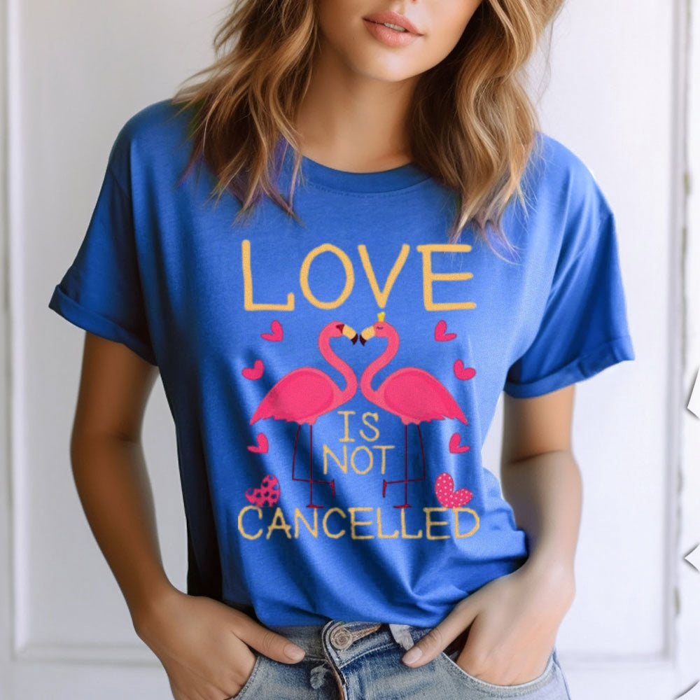 Women Love Flamingo For Valentine's Day Print Graphic T-shirt