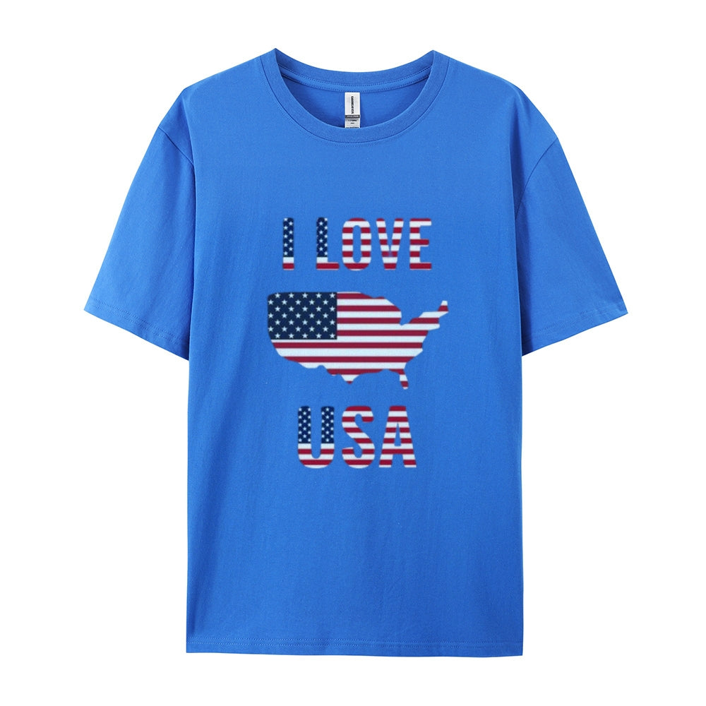 I LOVE USA Mens Flag Print Tee