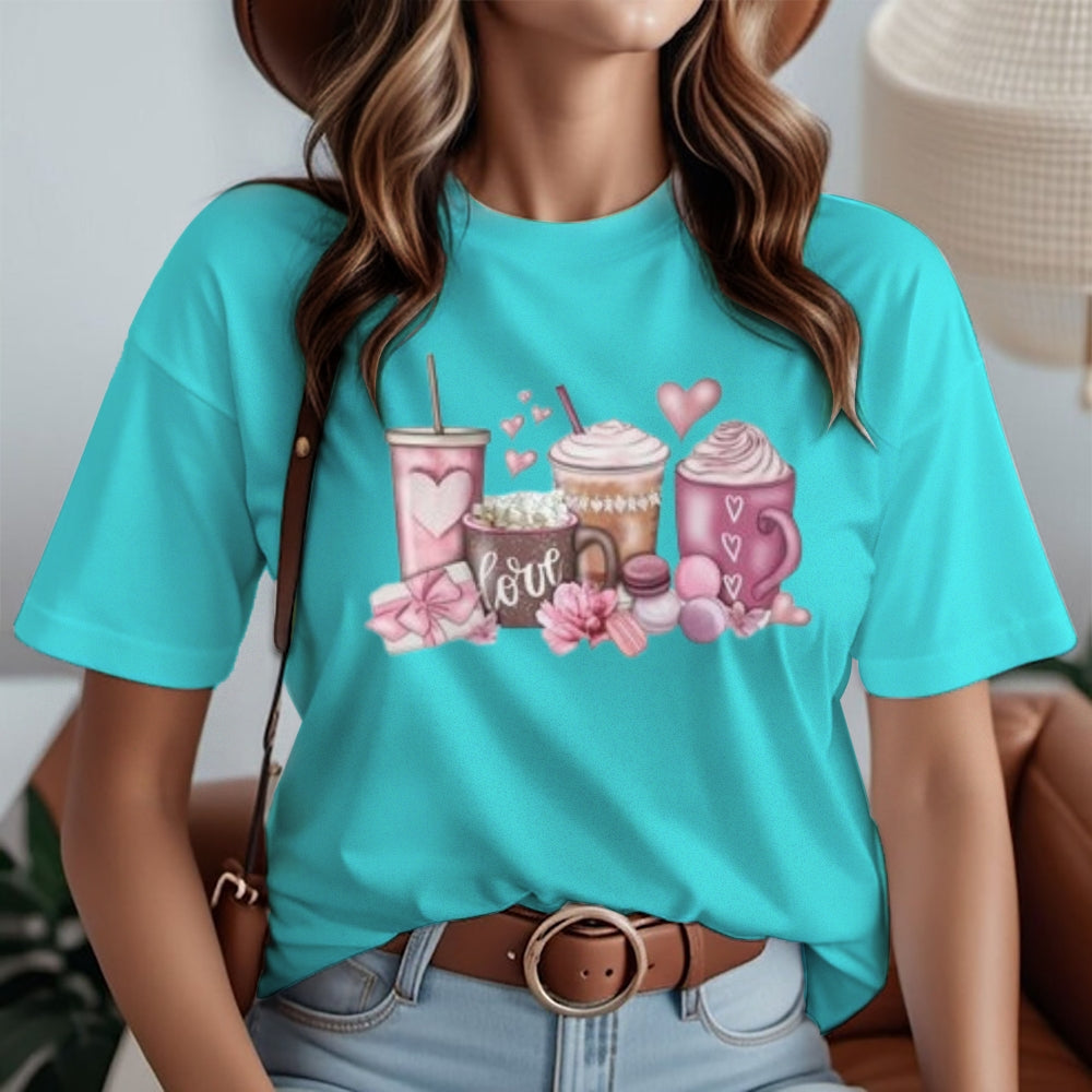 Women Coffee Is My Valentine's Day Print Graphic T-shirt