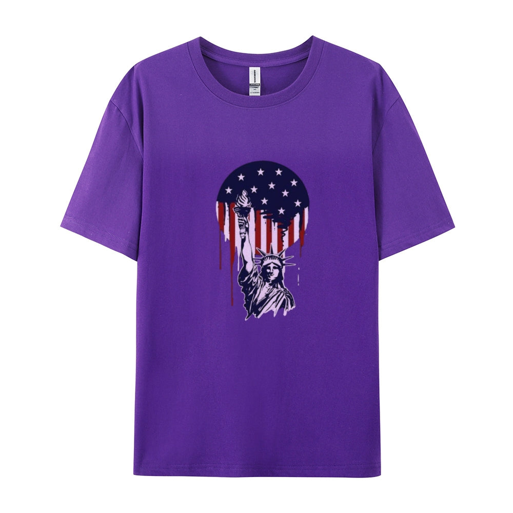 Mens Independence Day Freedom Flag Print Graphic Tee