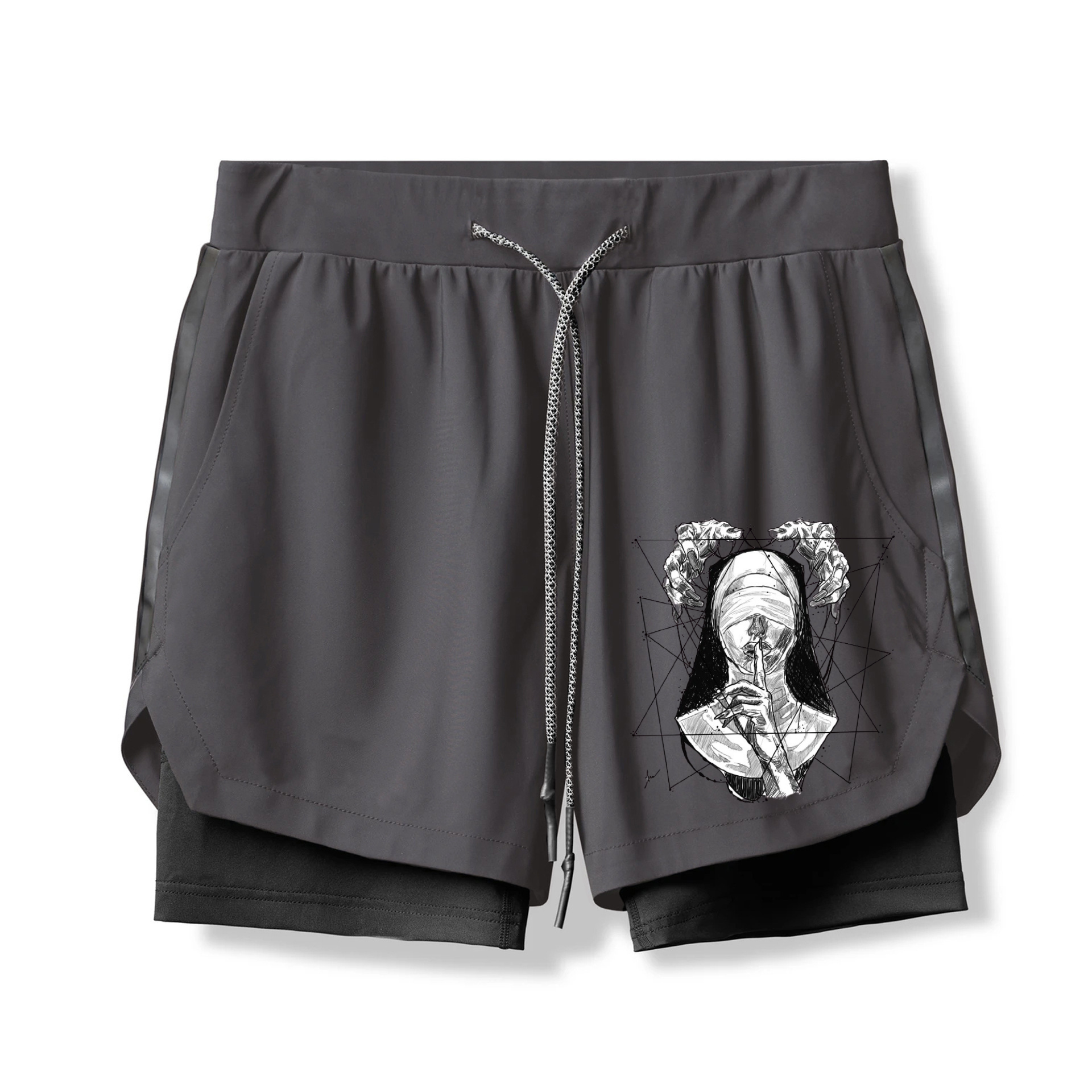 Power of Nun Print 2 In 1 Gym Shorts for Men