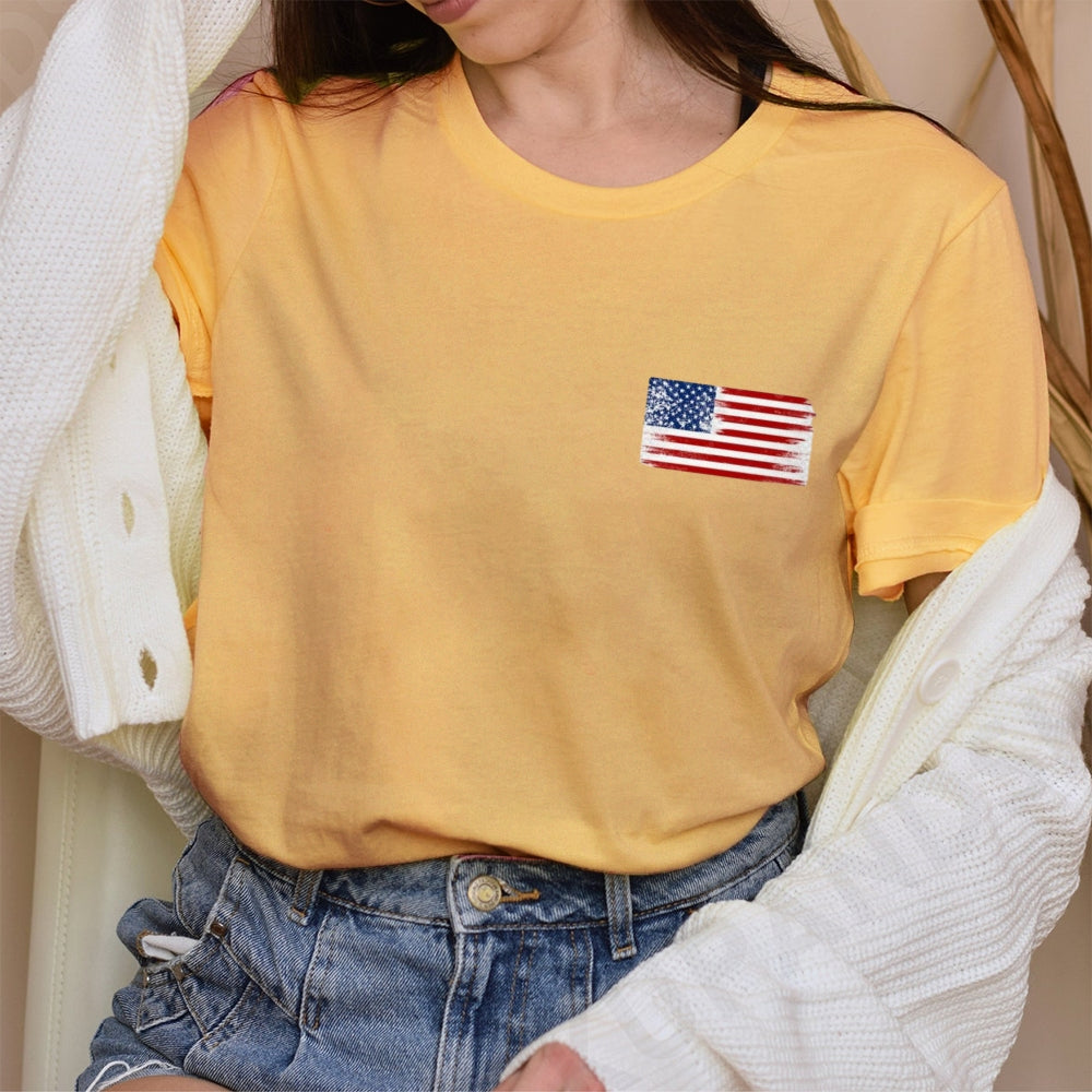 Women American Flag Print T-shirt